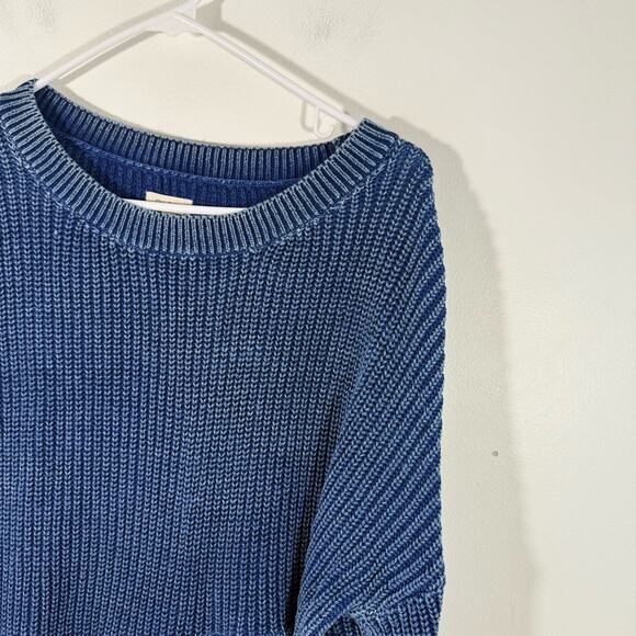 Anthropologie Pilcro Asymmetrical Twofer Blue Chunky Layered Sweater Top Large - Picture 8 of 16